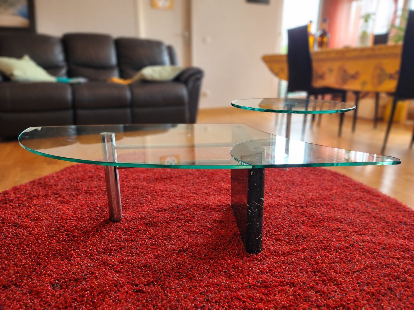 Pfister Tavoli: Table basse design en verre et marbre noir – Usato da Onex venduto da Pascalito_01