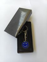 Schlüsselanhänger/Jeton Smiley blau mit Box
