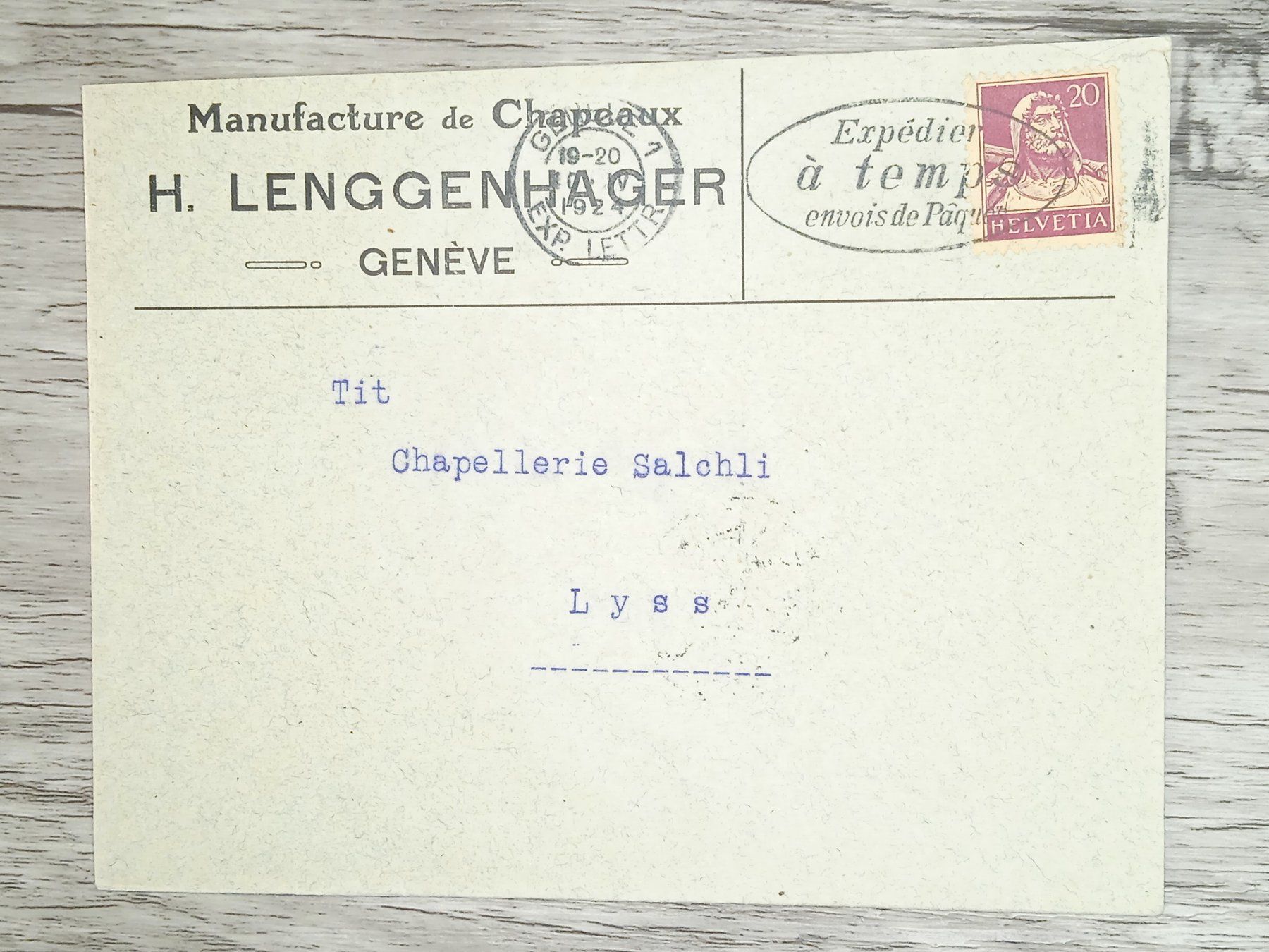 Tutti i francobolli: TR20 Enveloppe + Timbre Suisse 1924 – Usato da Cousset venduto da Patrick_Collections