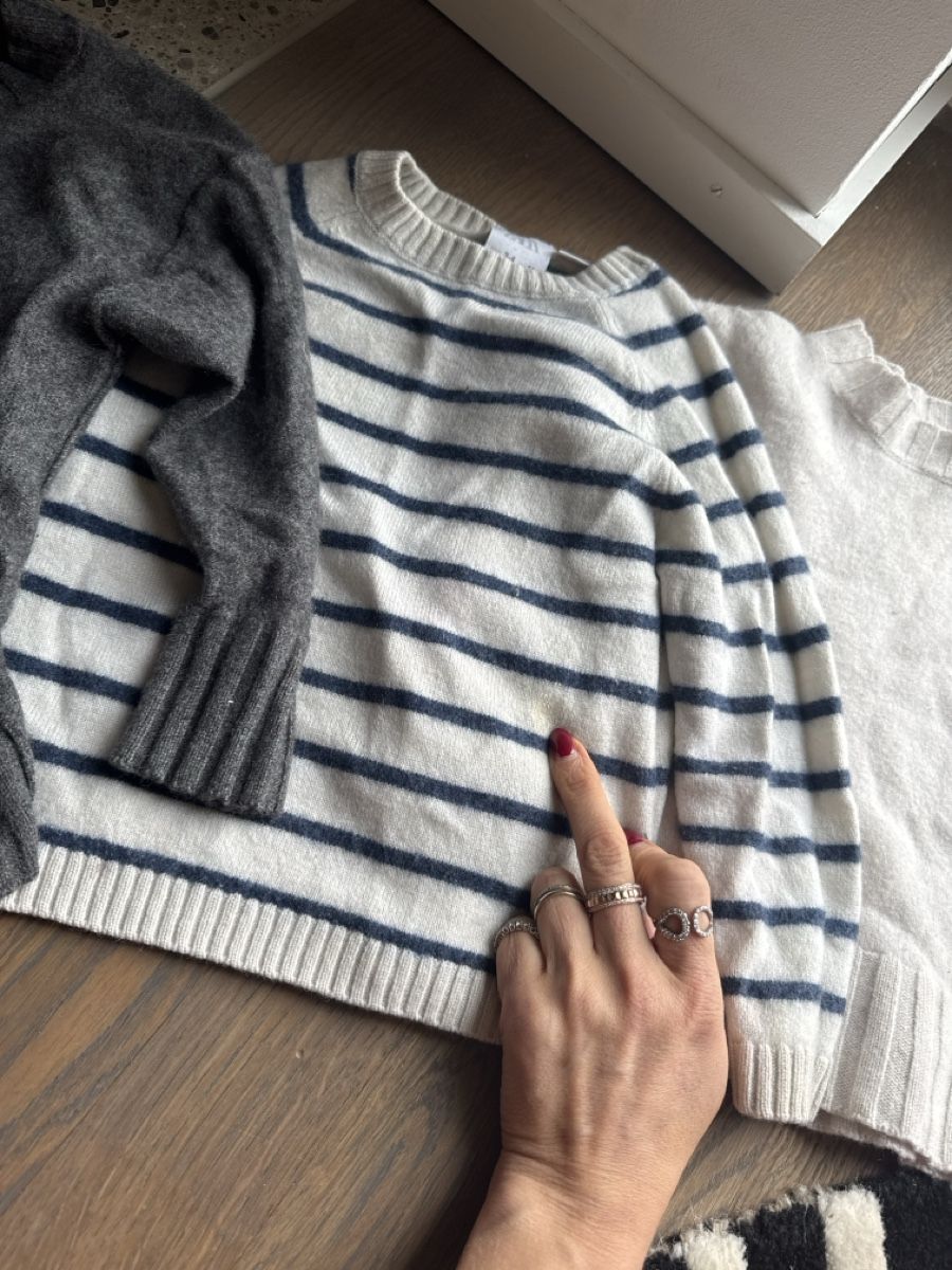 Zara Maglioni & Felpe: 3 100% Kaschmir Pullover 104 grau weiß blau weiß gestreift  – Usato da St. Gallen venduto da LkN_34 2
