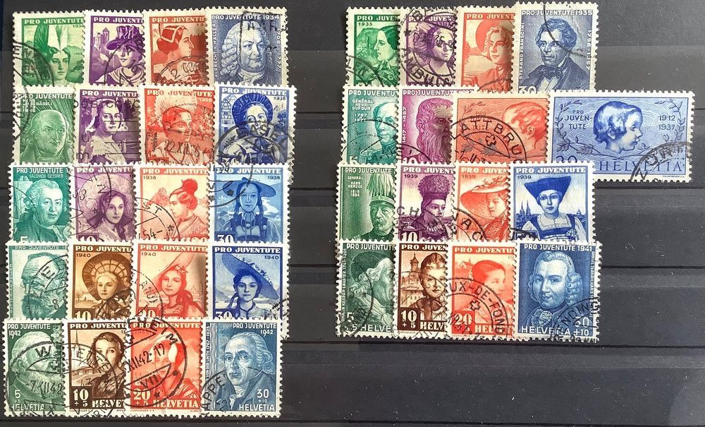Tutti i francobolli: 1934-42 / Pro Juventute Trachten - 9 Sätze Gest. – Usato da Liestal venduto da Skunk02