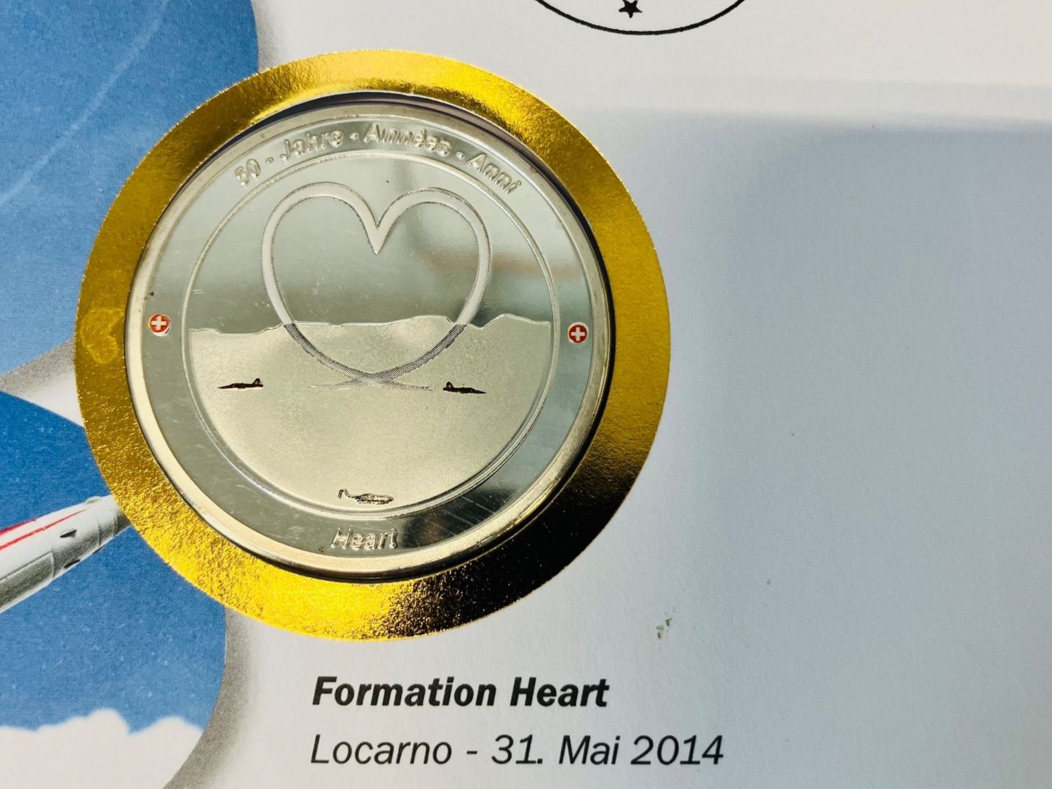 Medaglie: Patrouille Suisse  Numisbrief versilberte Medaille 2014 – Usato da Merenschwand venduto da Garfield2026
