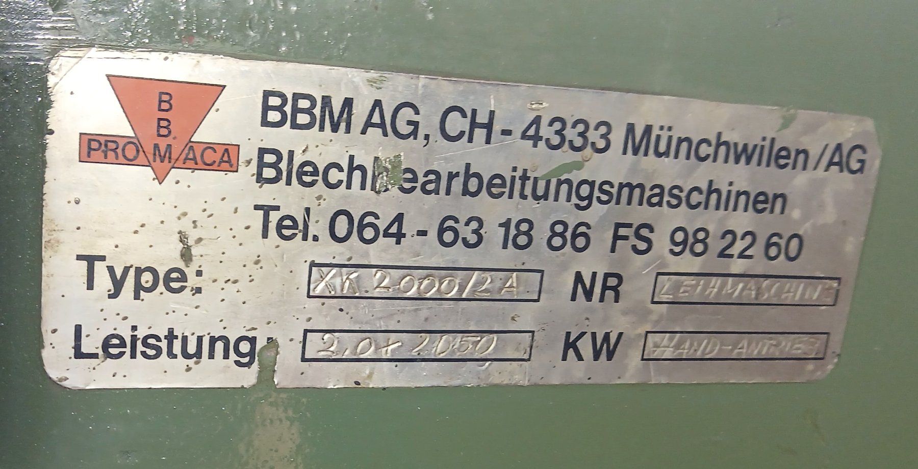 Tutte le macchine: Abkantpresse Manuell 205 cm – Usato da Unterkulm venduto da Neuzgi 2