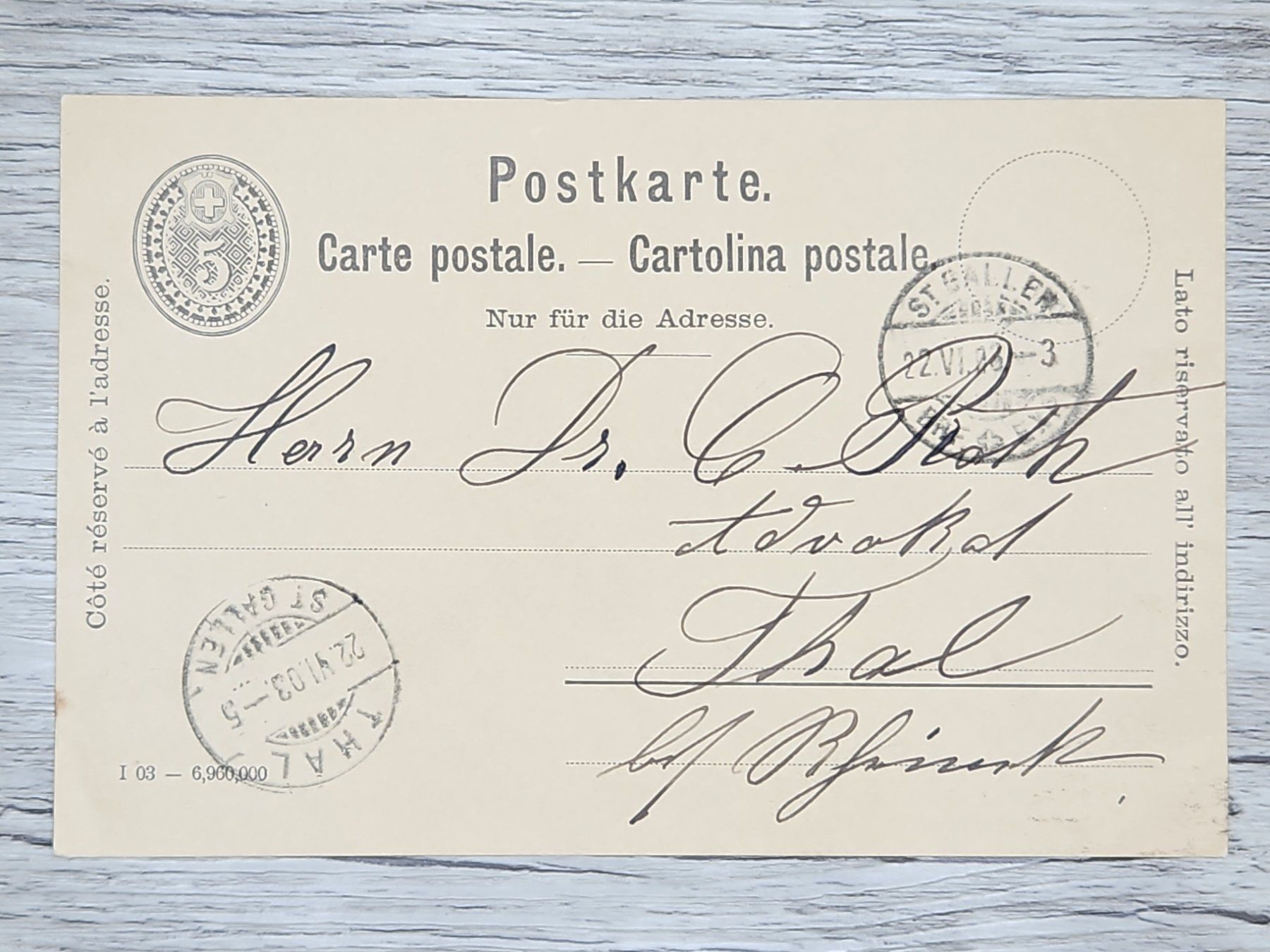 Tutti i francobolli: CL16 Carte Postale + Timbre Suisse 1903 – Usato da Cousset venduto da Patrick_Collections