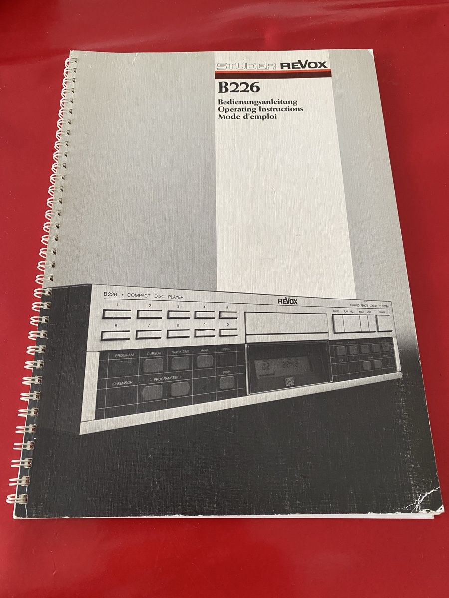 Revox Dokumente: Revox B226 Bedienungsanleitung – Gebraucht aus Luzern von Harikan