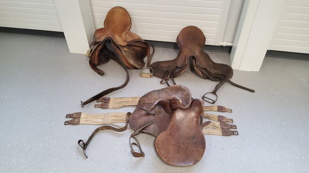 Ancienne selle cheval 14 cuir usiné corde décor western ... - eBay