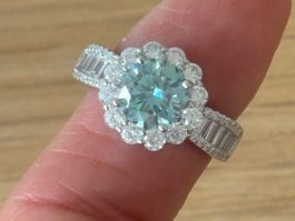 Luxus Elegante Gr.17,5 / 7,5 Ring Solitär  Farbe Silber