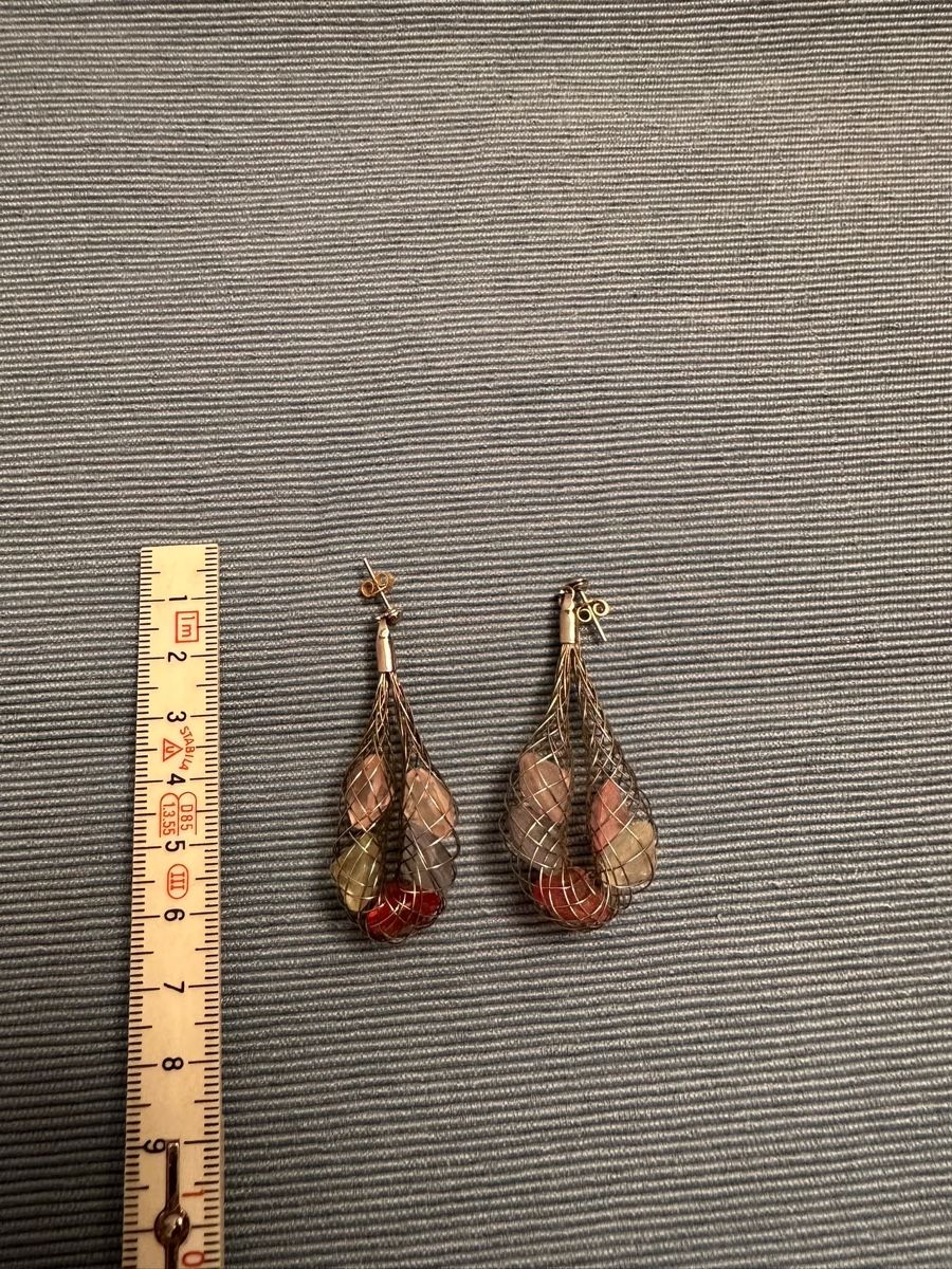 Orecchini pendenti & Orecchini a lobo: Ohrringe Drahtgeflecht mit Glassteinen silberfarben neu – Usato da Zürich venduto da iva_9svl 2