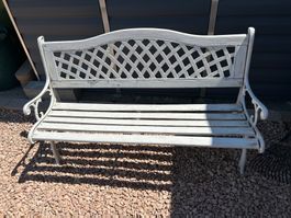 Gartenbank Metall-Holz weiss gebraucht