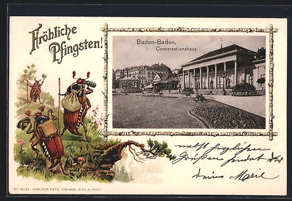 Cartoline postali: Passepartout-Lithographie Baden-Baden, C – Usato da Berlin venduto da bartko-reher