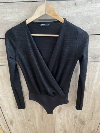 ONLY Wickelbody, Schwarz, Glitzer, Gr. S -