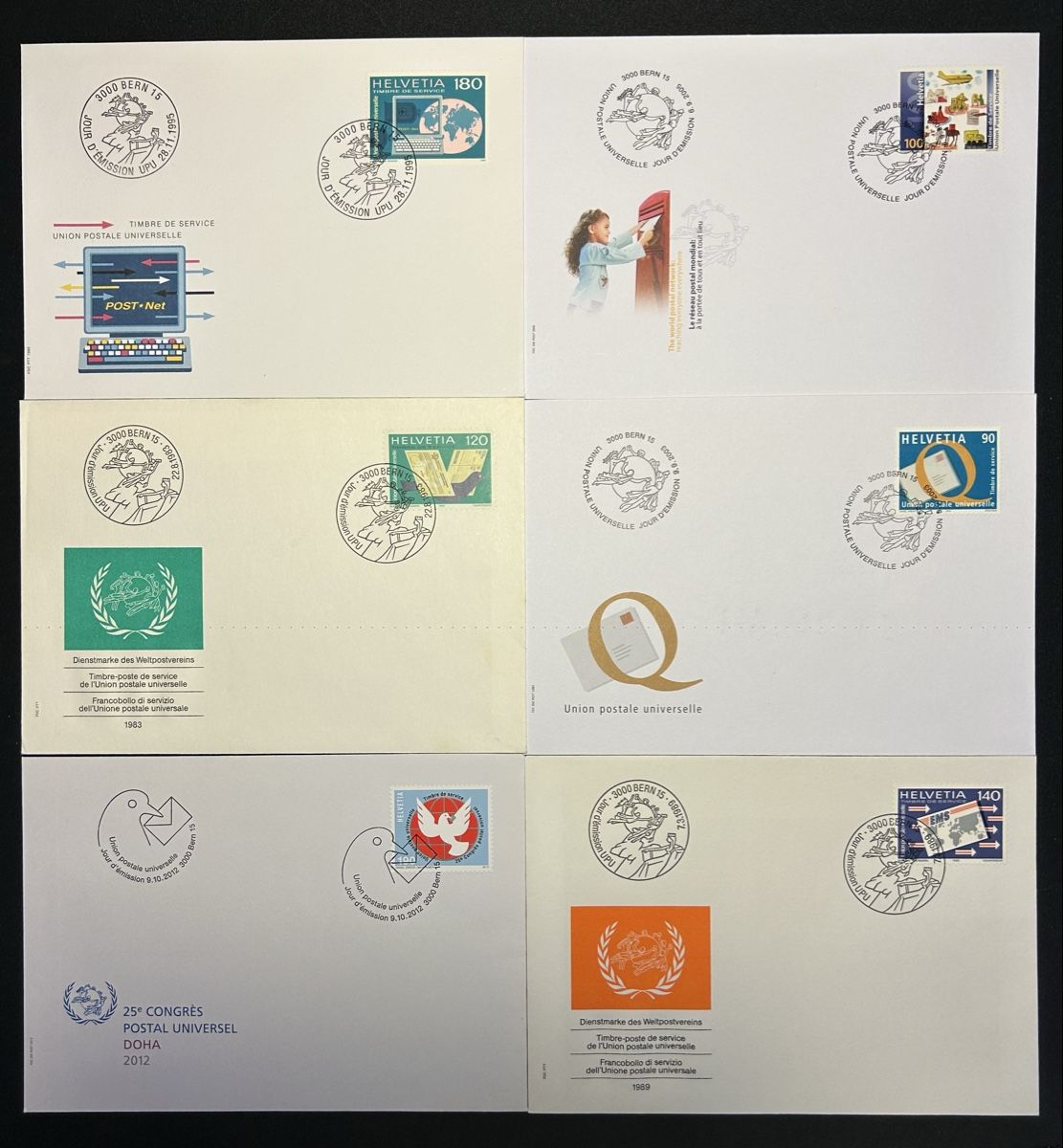 Tutti i francobolli: 6 Kuvert Weltpostverein / UPU – Usato da Bern venduto da mon_622y 1