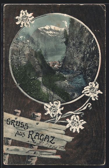 Cartoline postali: Ragaz, Blick aus einer Schlucht auf den  – Usato da Berlin venduto da bartko-reher