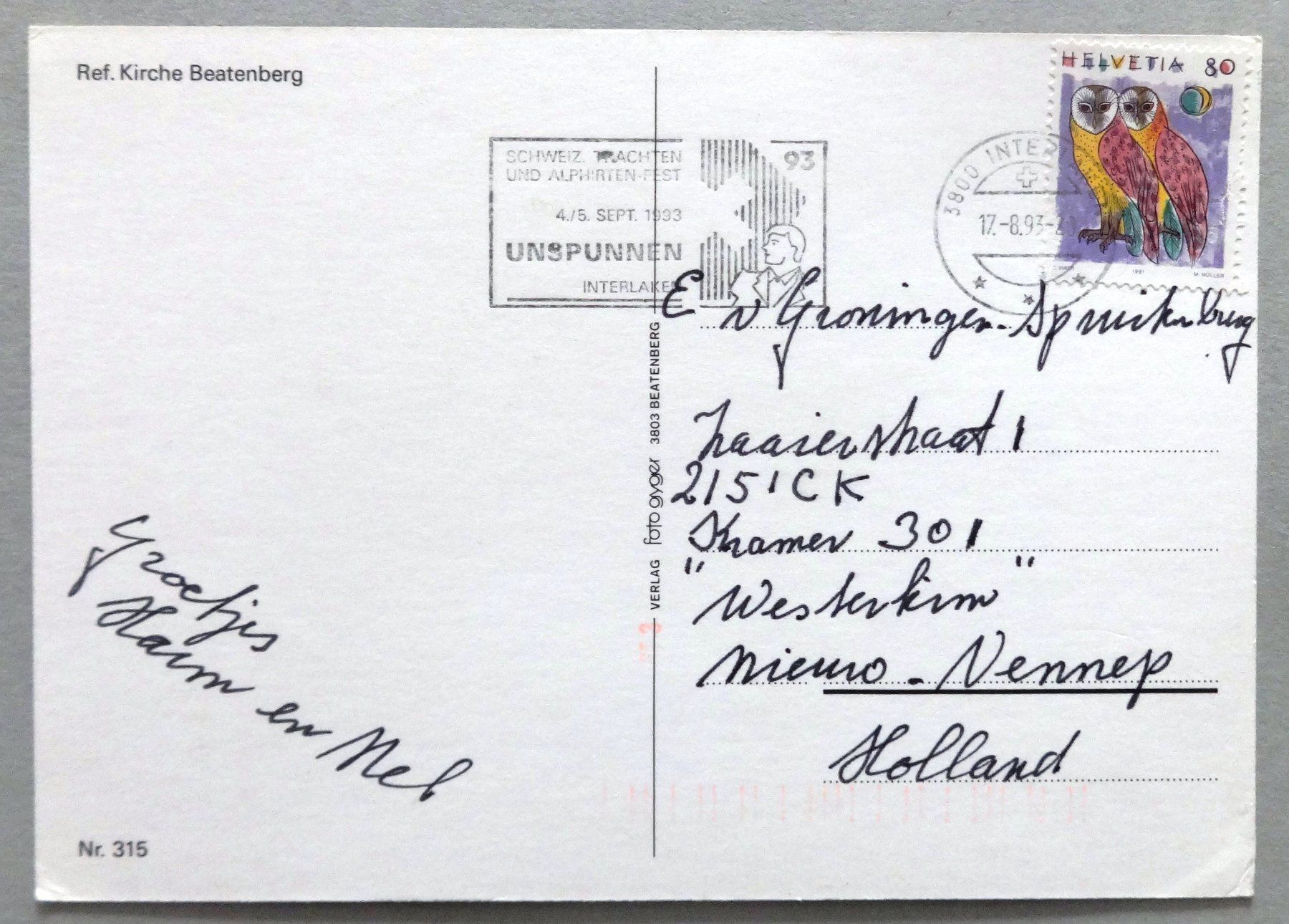 Cartoline postali: Ref. Kirche Beatenberg – Usato da Fétigny venduto da Billy2miny 1
