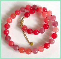 SALE HALSKETTE KETTE SYNTHETISCHER QUARZ ROSA - ROT
