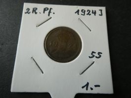 Dt. Reich 1924 J, 2 Reichspfennig