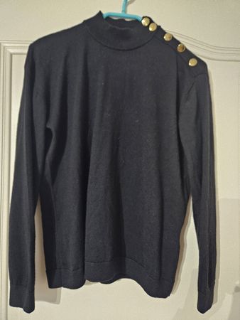 Pull Anne Weyburn noir laine mérinos, Taille 36-38