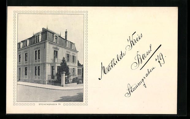 Cartoline postali: Basel, Haus Mathilde Kreis, Steinengrabe – Usato da Berlin venduto da bartko-reher