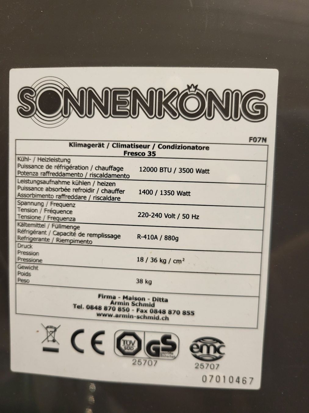 Condizionatori: mobiles Klimagerät  Sonnenkönig – Usato da Unterkulm venduto da siro5726 1