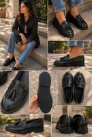 Mocassins en cuir véritable noir – Taille 39