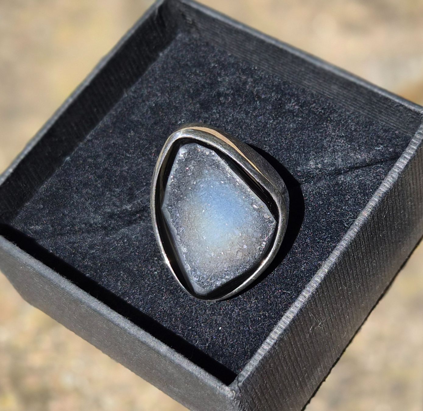 Anelli: Fingerring silber mit natürlicher Achatdruse – Usato da Gams venduto da kat_lg5l