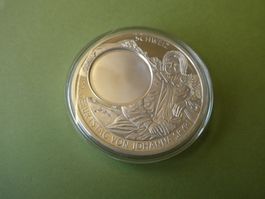 versilberte Medaille 50 mm PP,  Johanna Spyri