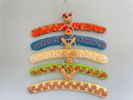 5x Kleiderbügel für Baby/Kind Tierkopfmotiv Holz Handarbeit
