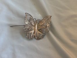Vintage Schmetterlingsbrosche Filigran – silberfarben – Mate