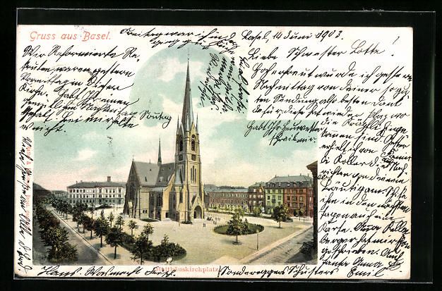 Cartes postales: AK Basel, Blick auf Matthäuskirchplatz – D'occasion à Berlin par bartko-reher