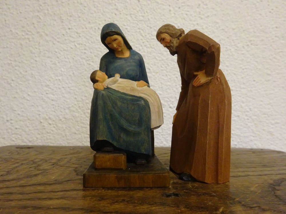 Weihnachtskrippe Kunstharz 9cm - Heilige Familie Krippenfiguren