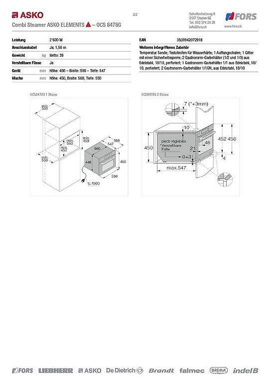 Backöfen: 2-jährig - Schnäppchen Combi Steamer Asko Elements OCS 8478G – Gebraucht aus Schiers von oer_dv98 3