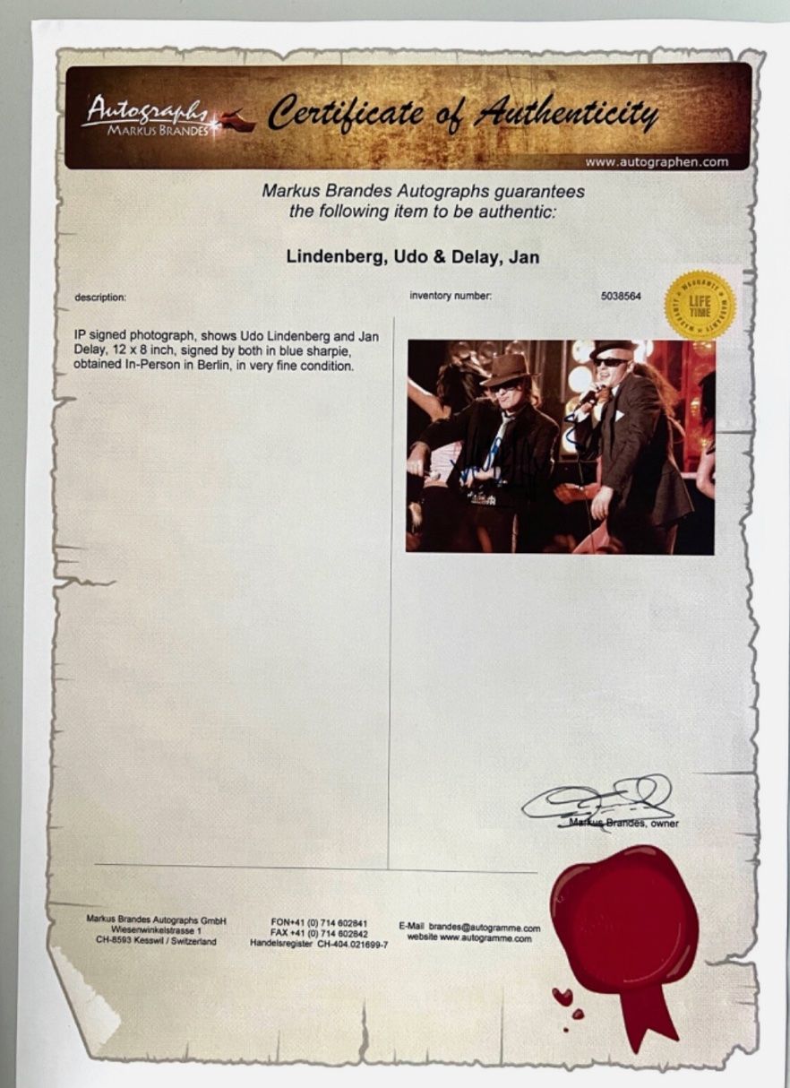 Autografi: UDO LINDENBERG und JAN DELAY ORIGINAL AUTOGRAMME  + 2x COA – Nuovo (secondo la descrizione) da Solothurn venduto da StarsInYourHome 1