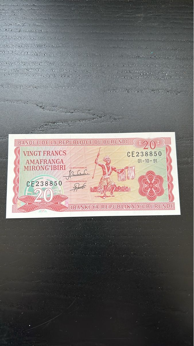 Banknoten: Burundi 20 Francs 1991 CE238850 – Neu (gemäss Beschreibung) aus Madiswil von Bilranis1071