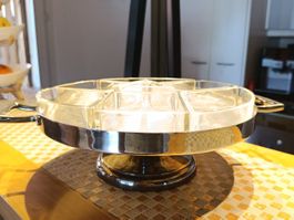 Vintage versilberte drehbare Servierplatte Apéro punze 80er