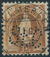 AG Villmergen - Stehende Helvetia - Voll - Perfin - Abart