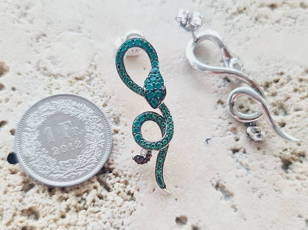 Orecchini pendenti & Orecchini a lobo: Schlangen Ohrringe mit Apfel 925 Silber – Nuovo e nell'imballaggio originale da Stein am Rhein venduto da JuwelierSteinbock.CH 4