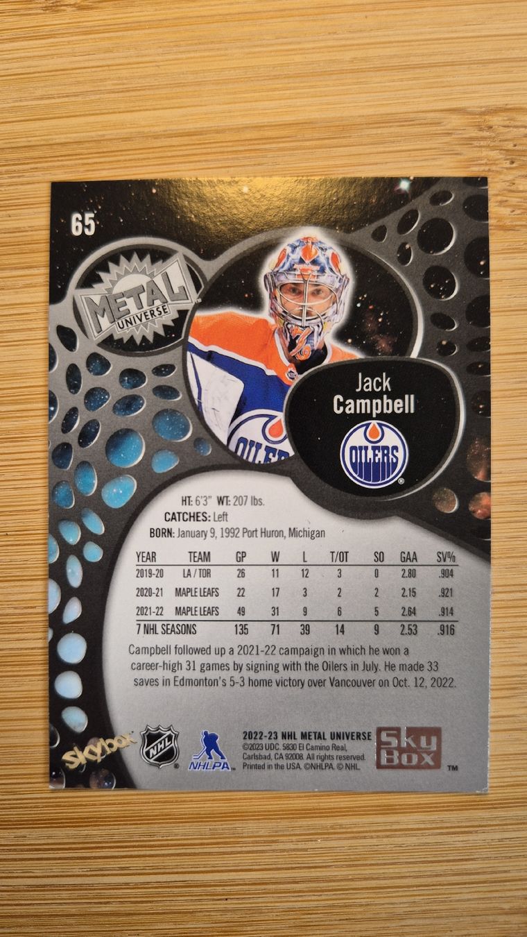 NHL Carte collezionabili: NHL Edmonton Oilers Jack Campbell – Usato da Bellach venduto da paedu-1980 1