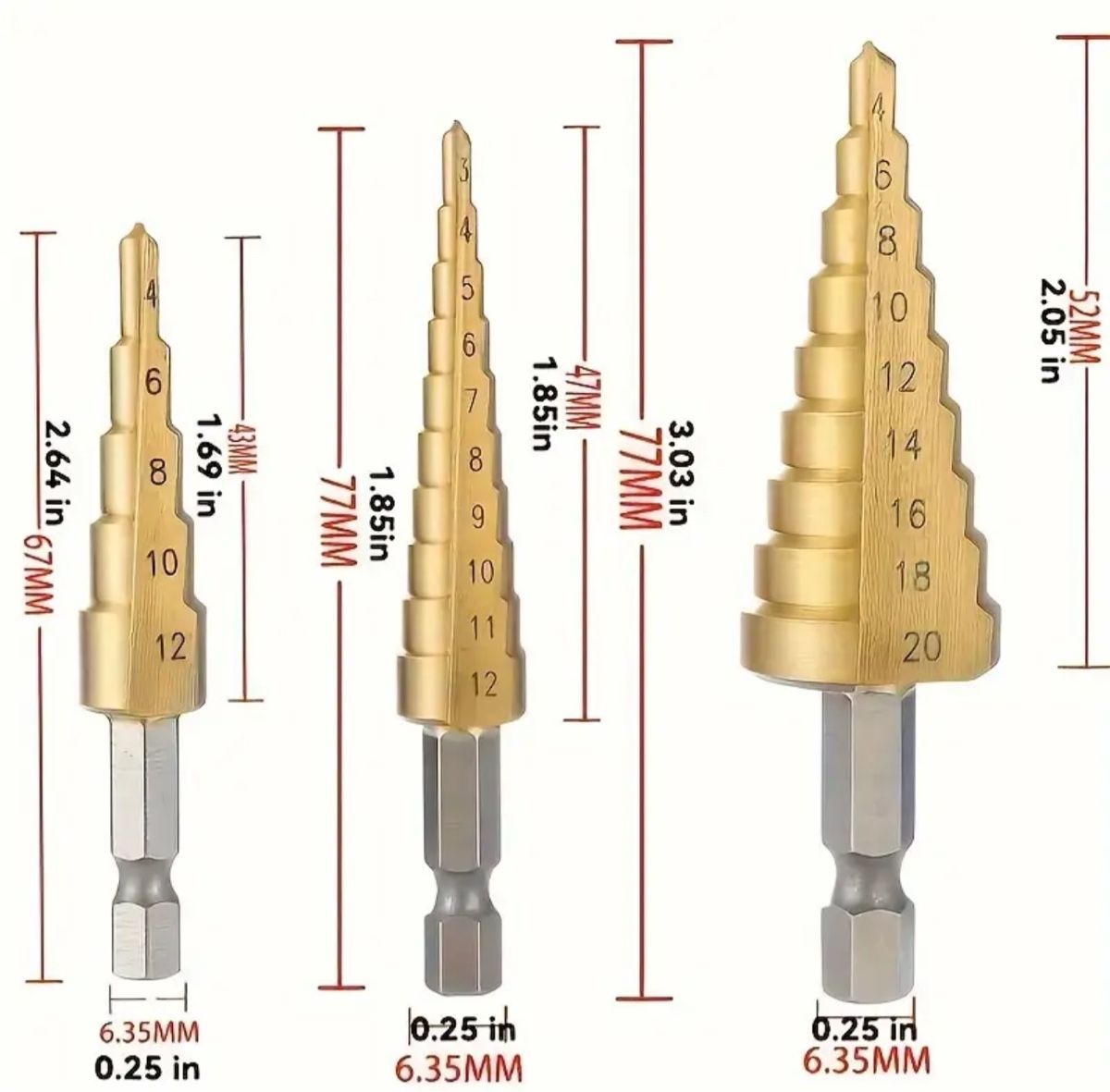 Alle Werkzeuge: 3-tlg. Stufenbohrer Set, HSS-Stahl, – Neu und originalverpackt aus Suhr von SchnapperCH 2