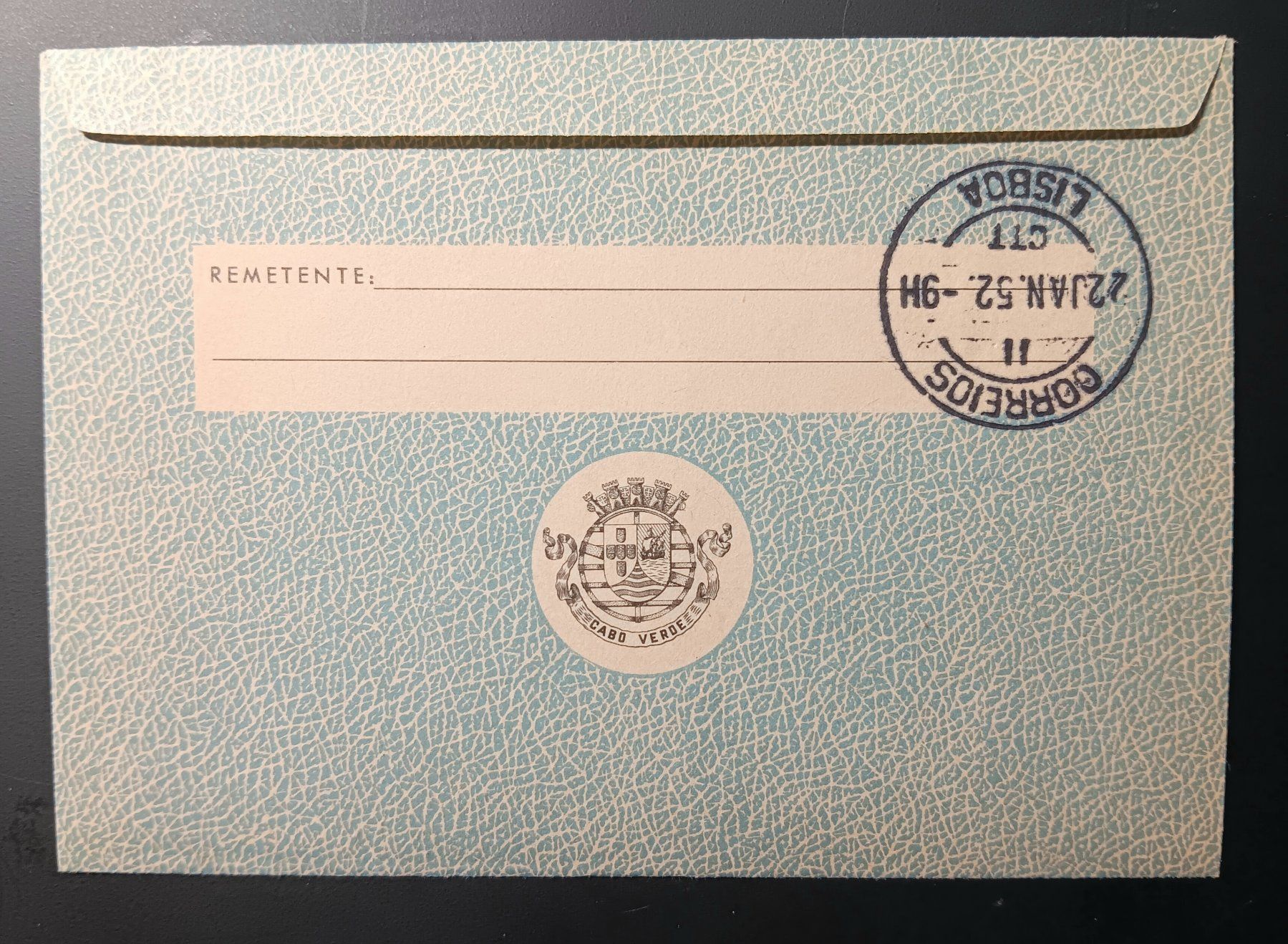 Tutti i francobolli: Cabo Verde Luftbrief nach Lissabon 1952 – Usato da Holderbank AG venduto da DINOS-PHILA 1