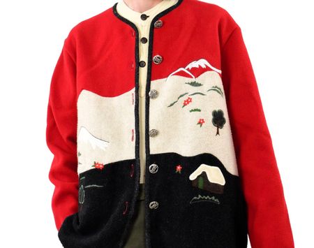 Vintage bestrickte Woll Strickjacke Fancy Fully