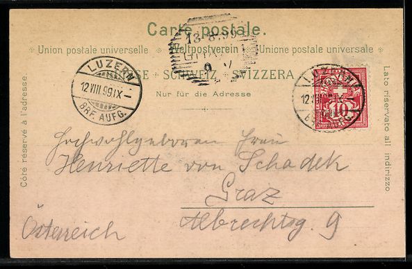 Cartoline postali: Litho Luzern, Hofkirche, Weinmarkt-Brunn – Usato da Berlin venduto da bartko-reher 1