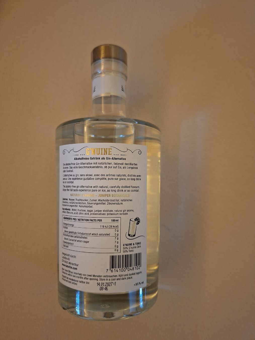 Autres vaisselles & verres: G'NUINE Zero alkoholfrei Gin-Alternative 700ml – Neuf avec emballage d'origine à Watt par MG_Products 1