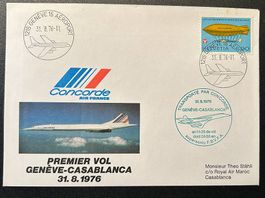 Lettre Concorde 1er vol Genève-Casablanca