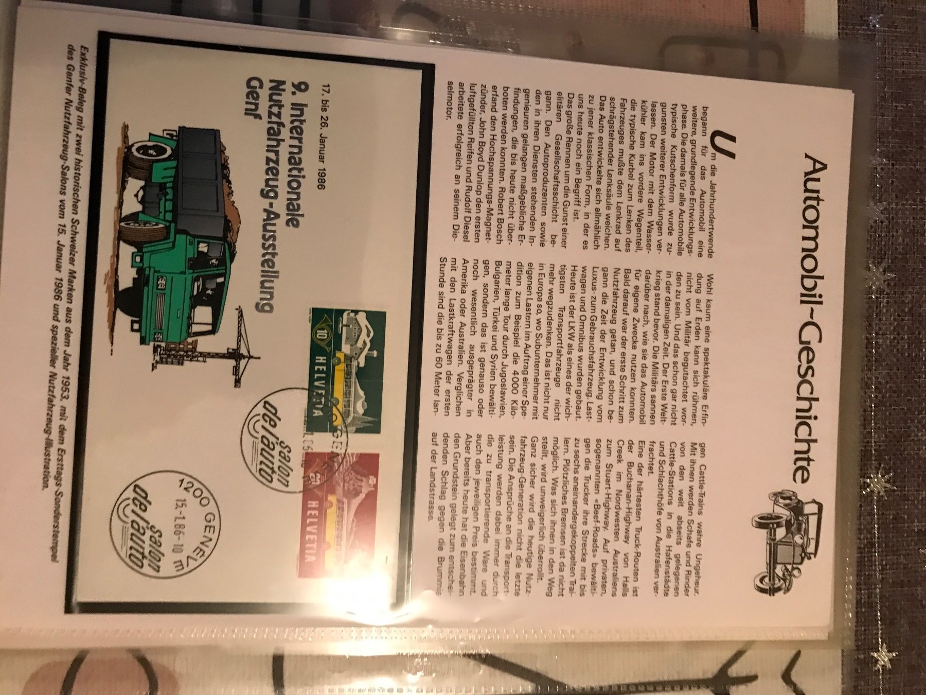 Tutti i francobolli: 9 Seiten Automobil-Geschichte 1986 – Usato da St. Gallen venduto da Setin 1