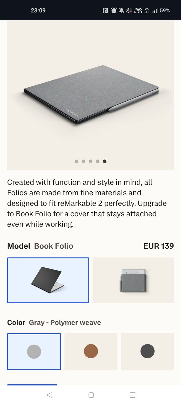 reMarkable Covers & Borse: reMarkable 2 Book Folio grey (Hülle) – Usato da Volketswil venduto da huzh 2