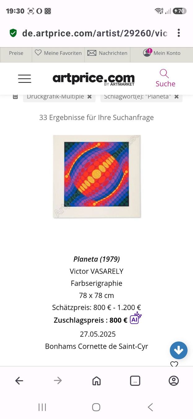 Grafica & Litografie: Vasarely Victor Serigraph " Planeta" sign. num. 80x80cm – Usato da Emmenbrücke venduto da Kunstankaufverkauf 5