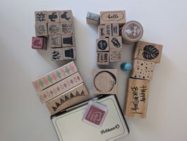 Stempel Set Holz mit Zubehör gebraucht guter Zustand