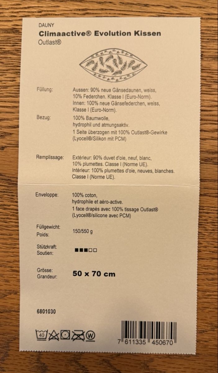 Dauny Cuscini: DAUNY Climaactive Evolution Kissen 50x70 cm – Usato da Cham venduto da Lukas58 1