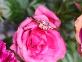 Rosa Spinel Ring  - 925 Silber vergoldet Gr. verstellba
