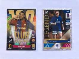 Match Attax Fussballkarten Legend Ronaldinho + Gascoigne RAR